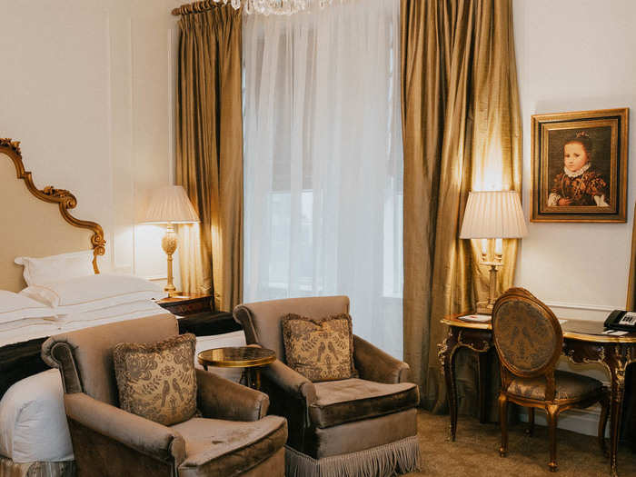 The rooms at The Plaza are decorated in the same baroque style as the rest of the hotel, but even the smallest room has a king-size bed, airy windows, and enough space to stretch out.