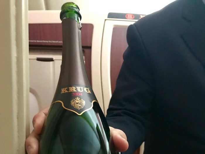 The airline offered Dom Pérignon and Krug champagne at a moment