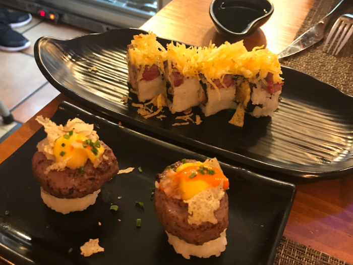 I even ate some beef sushi.