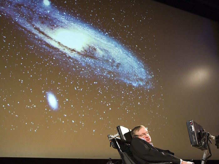 Hawking also gave lectures and presentations that expanded the minds of millions of people. Here he is at the University of Geneva in 2009, explaining the big bang.