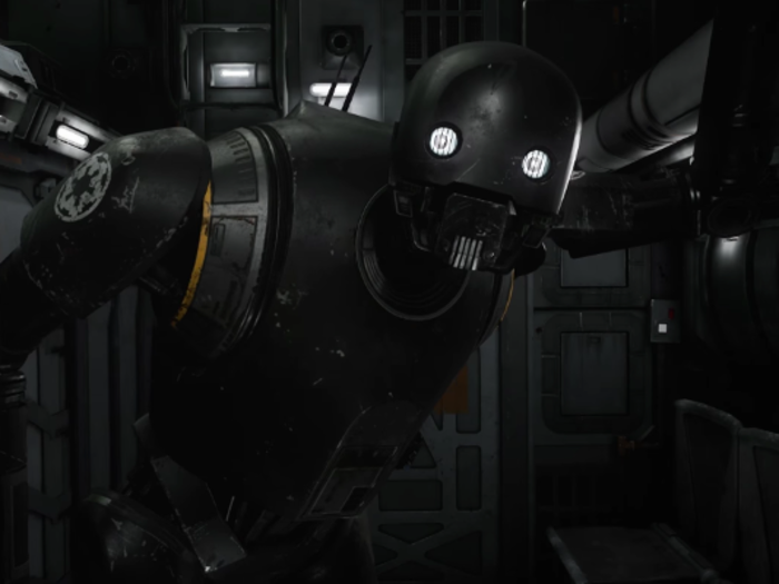 Once updated on our assignment, a sliding door opened with the same nostalgic <em>WOOSH</em> from the movies, and we walked into a stolen transport that would take us to the Empire base. Rogue One’s K2S0 droid (voiced by Alan Tudyk) loomed over us, and when we walked up to him and touched his digital chassis, what we felt was cool metal. When we were asked to sit at the back of the transport, there were actual metal seats for us to sit in, which vibrated as the ship jumped to light speed. This was far more interactive than any other VR experience. Sure, what I was looking at was a digital world, but I was moving through a physical space that engaged with all my senses.