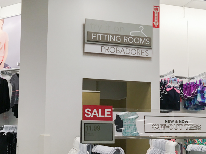 In addition, there were smaller fitting-room areas in nearly every department throughout the store.