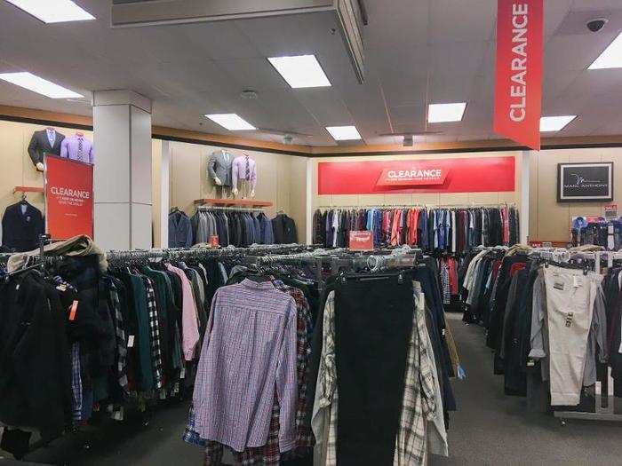 The suits led into a huge clearance section, which was one of many throughout the store. It had tons of clothes in all different styles and sizes, from 60% to 80% off the original price.