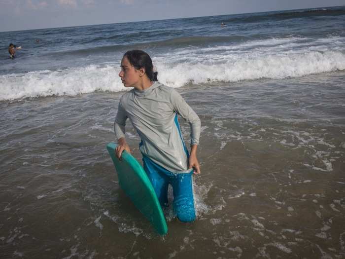 Sabah Abu Ghanem and her sister were the only female surfers in Gaza. While their family was more liberal than others in letting the girls surf, when the two came of age, they were told to stop.