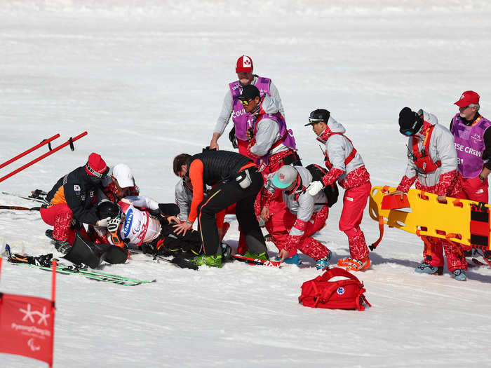 German skier Georg Kreiter received medical care after a fall on Wednesday. He was hospitalised and treated for a broken collarbone.