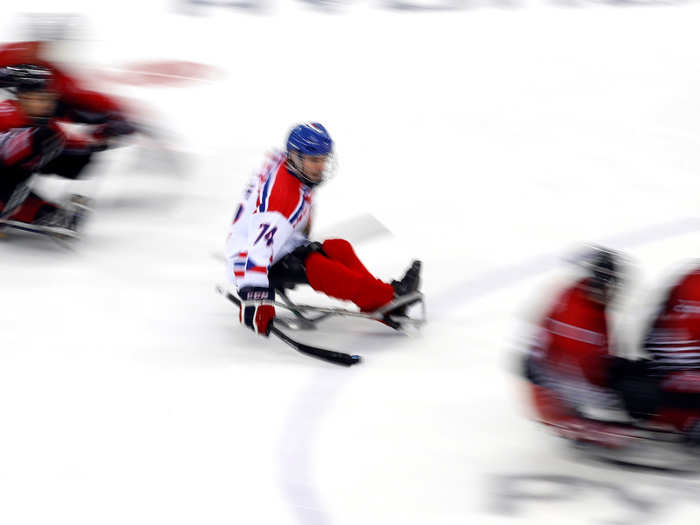 Sledge hockey is fast and competitive as athletes hustle for the puck. Like ice hockey, it can get really chaotic.