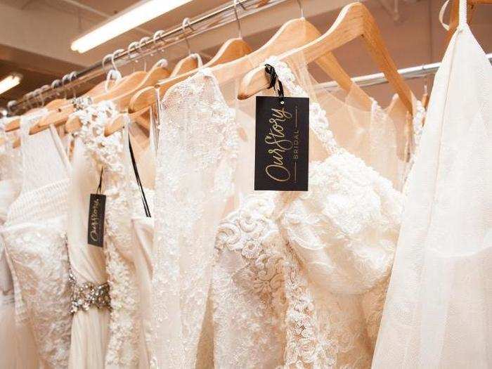 Because the store is a consignment shop, the sellers are paid once a dress is sold. Wedding dresses can be on the rack for six months, and Our Story Bridal takes 35% of the commission on sales.