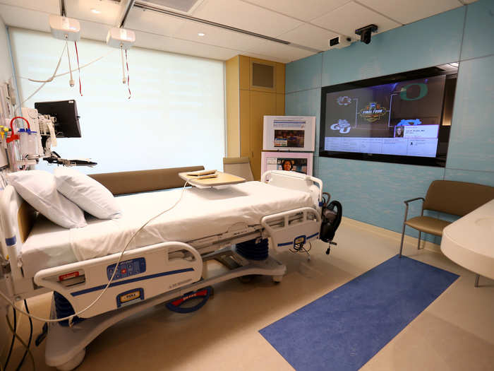 The US has some of the most high-tech hospitals in the world. Here, a room is pictured at the newly-constructed Kaiser Permanente San Diego Medical Center in 2017.