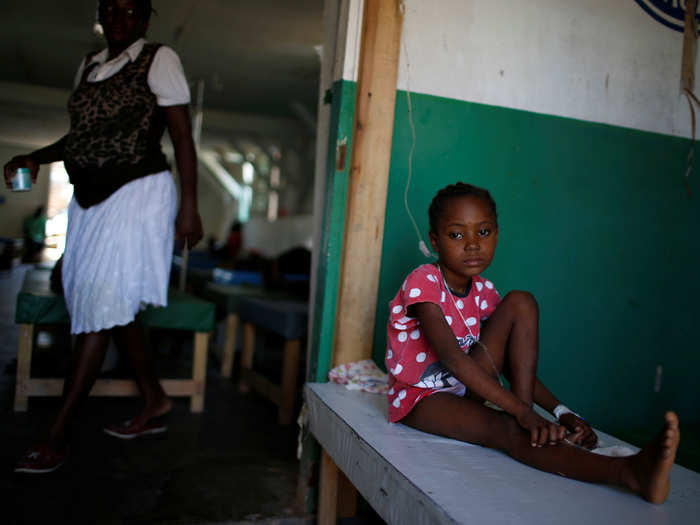 After major hurricanes, surviving buildings are turned into makeshift emergency wards, like this cholera clinic.