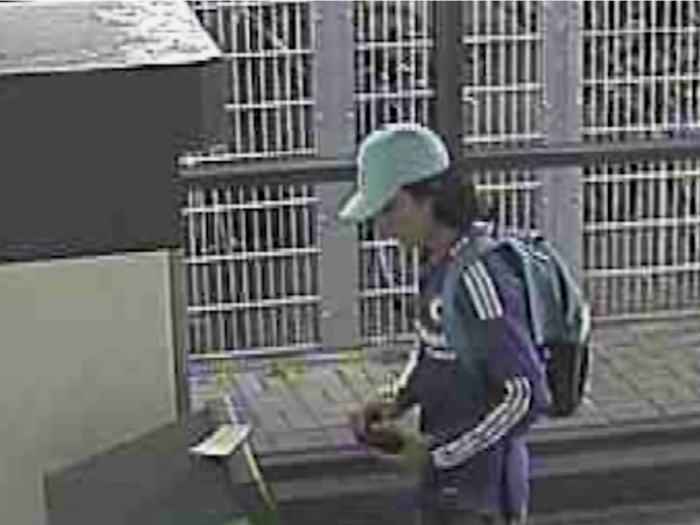 A CCTV camera near an ATM captured this shot of him in his new outfit.