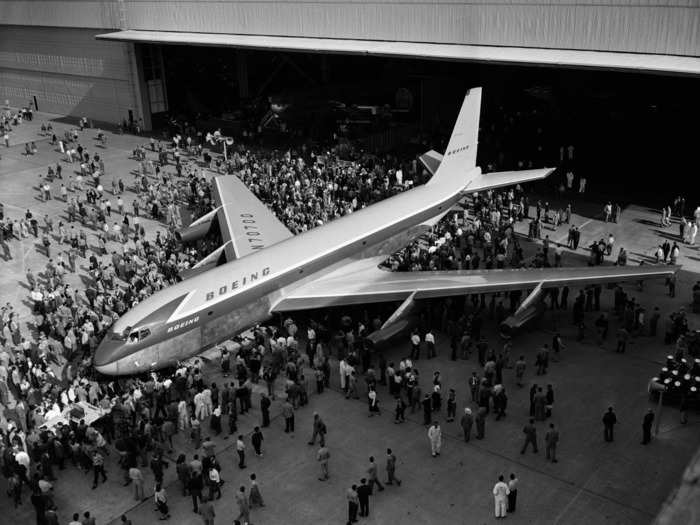 To save time, Boeing allowed the 737 to share the same upper half of the fuselage as the larger 707 and 727. As a result, the cabin of the Baby Boeing is the same width as the company