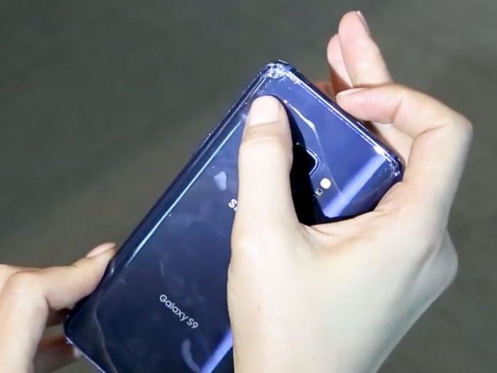 After a tumble test, both the Galaxy S9 and Galaxy S9 Plus had corner damage and hairline cracks on the front and back.