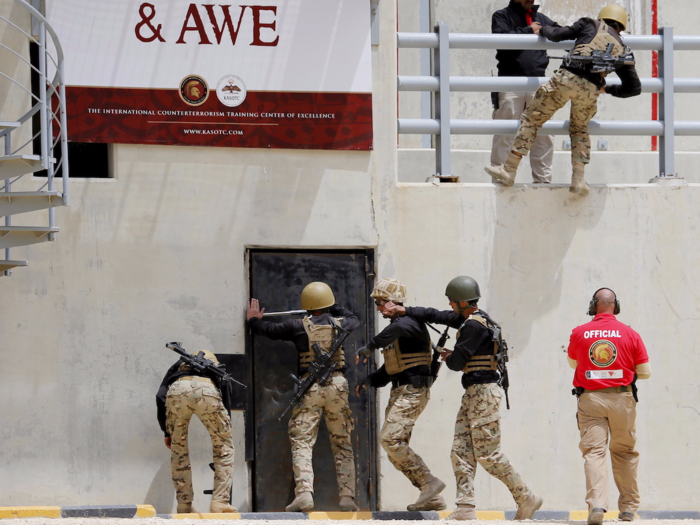 The teams compete by running various drills like hostage rescue, urban battles, VIP protection, and marksman competitions.