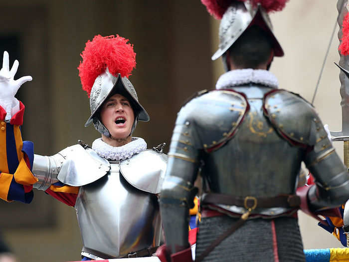 Recruits for the guard must be unmarried Swiss, Catholic men between the ages of 19 and 30. Their uniforms have remained largely unchanged since 1506.