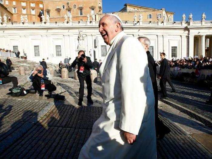 Sometimes, Pope Francis can be caught walking on the square. After all, he does pride himself on being a man of the people.