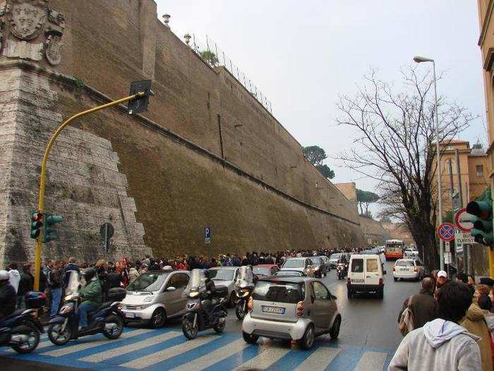 Encircling the tiny enclave almost entirely are the imposing Vatican Walls, which were completed in 852 AD.