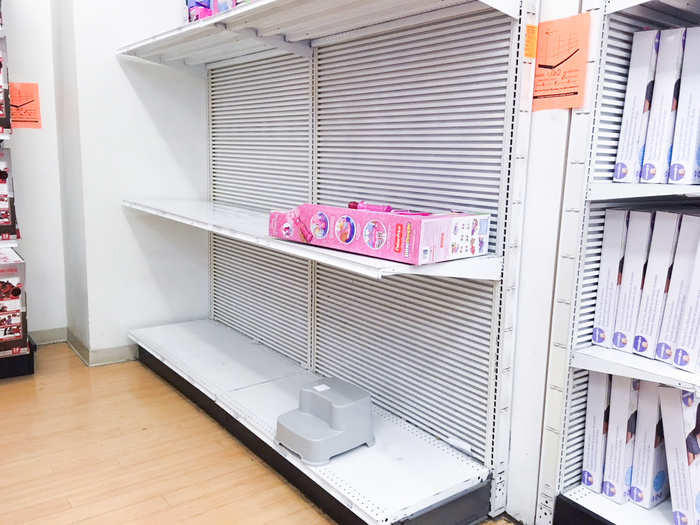 Many shelves only had one or two items on display, which looked like they were just there because there was no other place to put them.