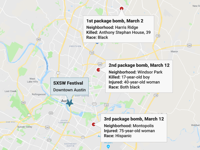 March 12, 11:50 a.m: Hours later, another package bomb explodes, injuring 75-year-old Esperanza Morena Herrera.