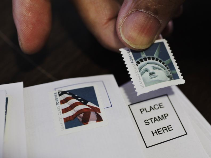 2 stamps, or a stamped envelope