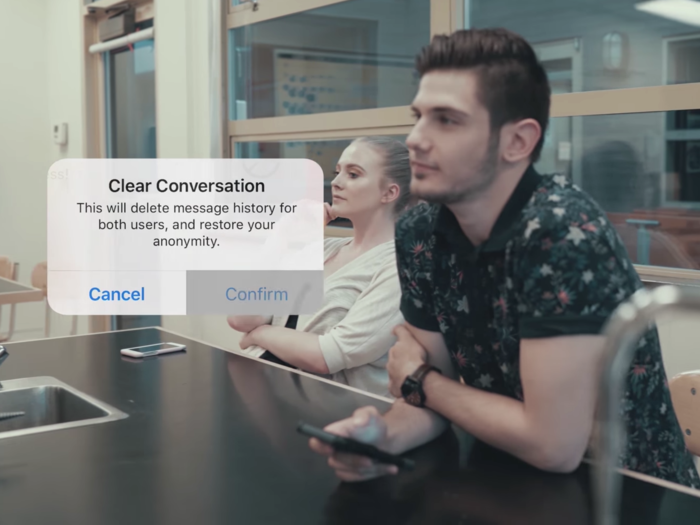 The coolest part about Lipsi: Clearing a conversation will delete the entire message history for you and the person you