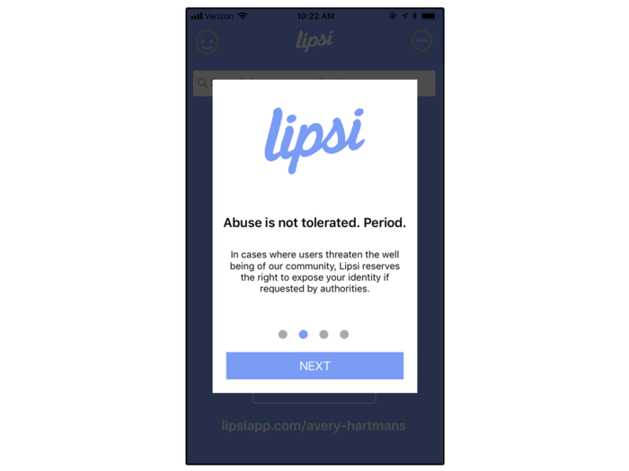 That anti-abuse message is echoed when you officially sign up for the app...