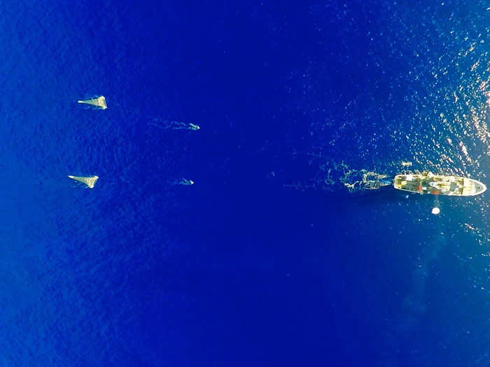 The ships trawled the waters using Manta trawl nets outfitted with mesh to catch as much plastic as possible.