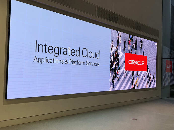 ... to giant screens that greet you in the lobby. Oracle is also building a center here, where customers can come in and get demos on Oracle tech.