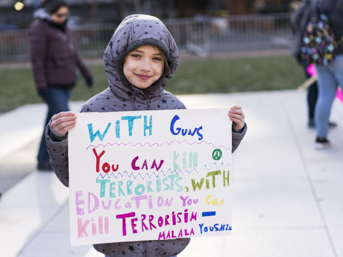 Nine-year-old Emma Weill-Jones participated in a rally in Philadelphia.