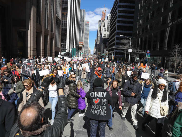 ...And New York City, where an estimated 175,000 people joined the Manhattan protests.