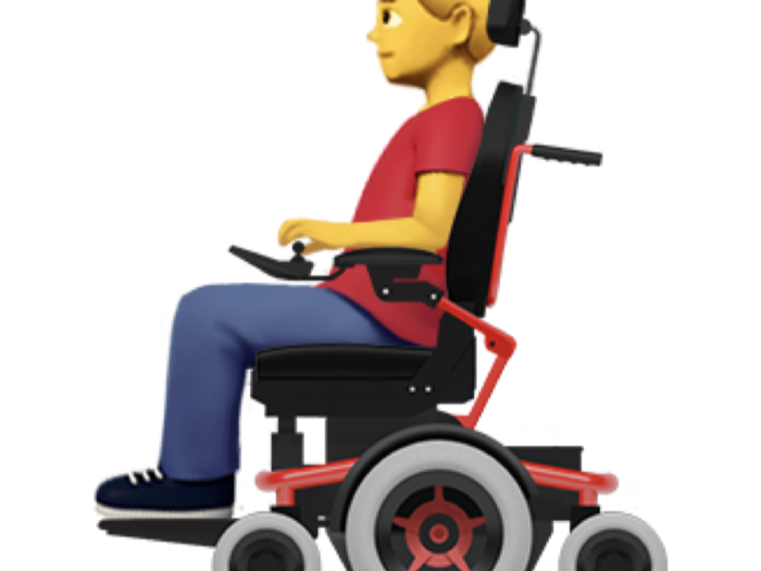 Person in mechanized wheelchair