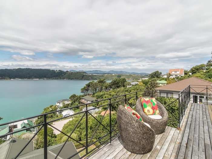 It offers sweeping views of the Balaena Bay ...