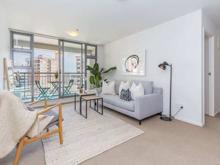 This two-bedroom apartment in the popular city of Auckland, for example, is selling for $594,660, which is about the median price for the area: