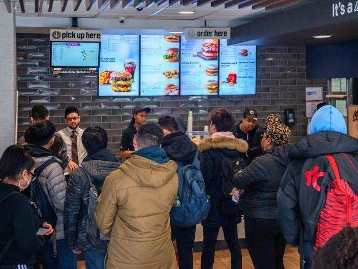 Meanwhile, the line for the registers only grew longer with time, and it moved glacially slow. I watched people who got in line when I started ordering from the kiosk, and they only made it to the front of the line by the time I picked up my food.