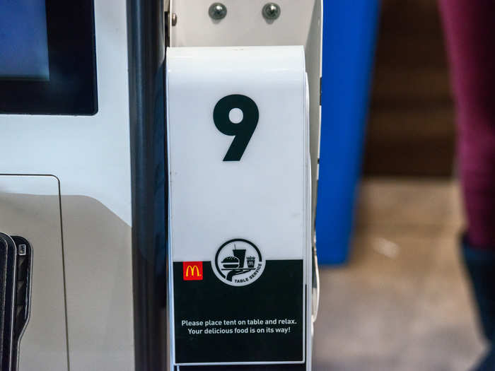 When ordering in, there are little table flags that you take with you to your table — yes, McDonald