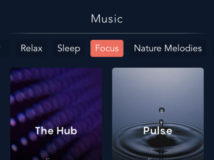 Unlike meditations and Masterclasses, the music player can minimize to the bottom of the screen, so that you can surf the rest of the app while songs play.