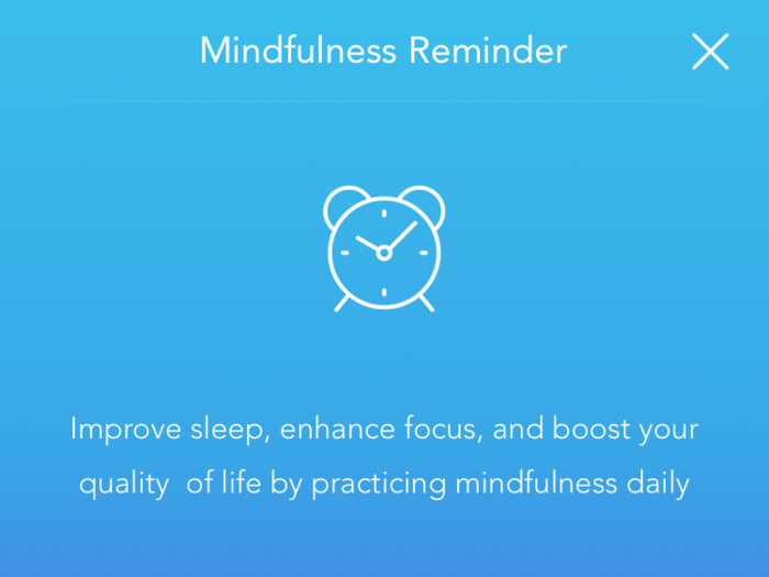 One of the most important settings for anyone looking to make a real habit of meditating is the "Mindfulness Reminder," which allows you to set a timer for your next session.