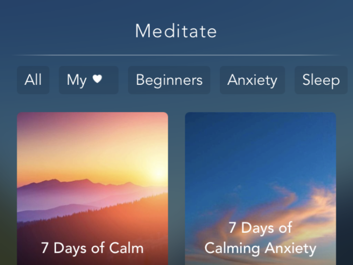 This menu will allow you to browse through hundreds of soothing podcasts that will guide you through various types of meditation, classified by different goals you