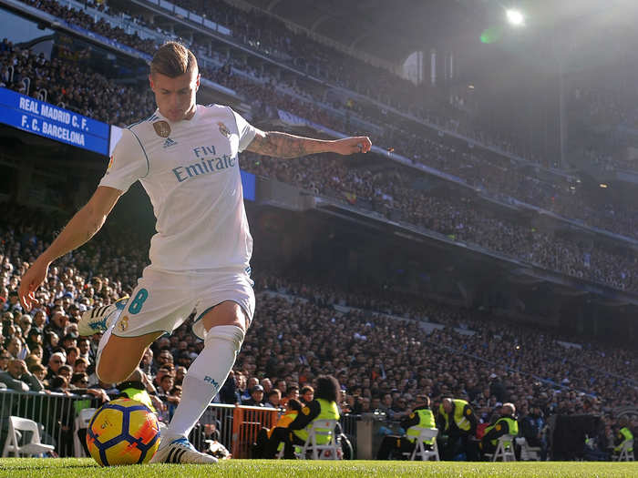 2: Real Madrid midfielder Toni Kroos, 28, is a pass master with an average accuracy rate of 93%.