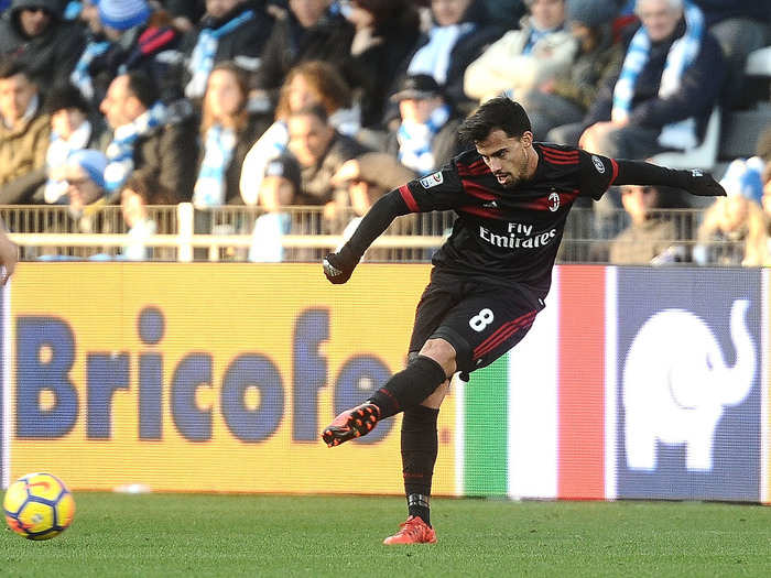 =17: 24-year-old AC Milan winger Suso is one of the best dribblers in Italy.