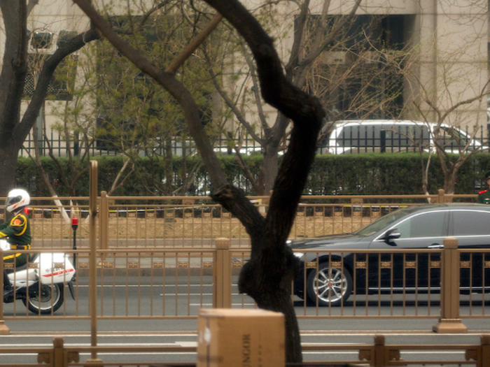 The convoy looked similar to that President Trump had when he visited Beijing.