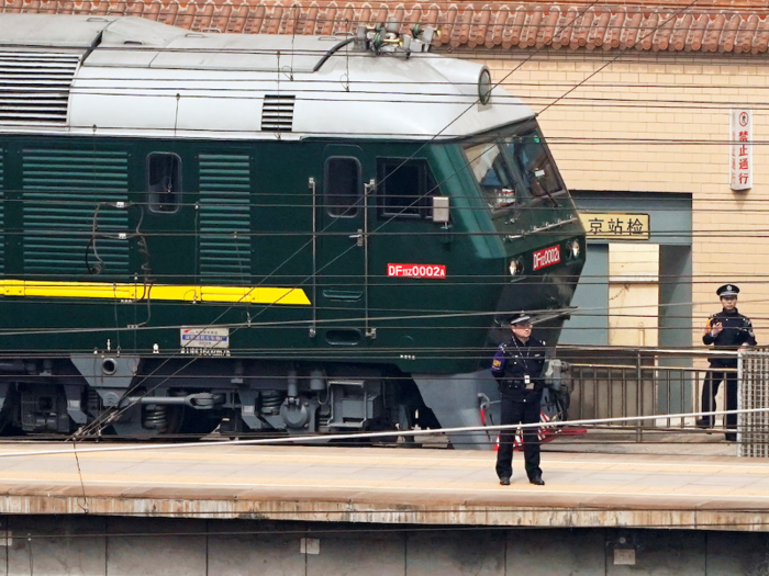 Once the train pulled into Beijing, it was met with heavy security.