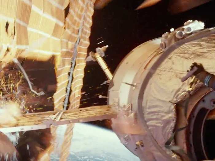 The Kessler syndrome plays center-stage in the movie "Gravity," in which an accidental space collision endangers a crew aboard a large space station. But Gossner said that type of a runaway space-junk catastrophe is unlikely.