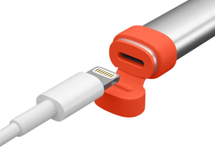 You charge the Logitech Crayon with a traditional Lightning connector from Apple, but the device has an 8-hour battery life — a full school day.