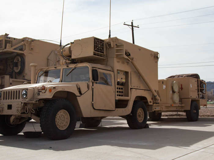 The commander of the battery is stationed and fed data in the battery command post.