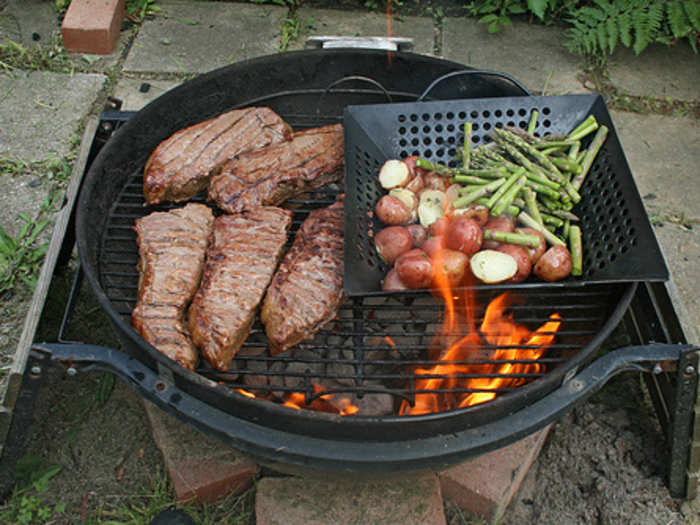 Charred meat, and grilling over an open flame