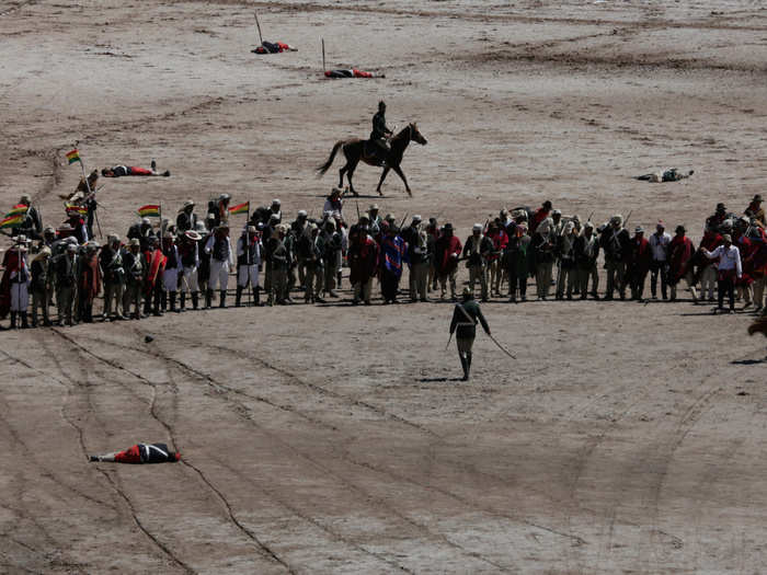 "Our Indians and soldiers saved the fatherland," Morales said at the reenactment, lamenting the "Chilean oligarchy" that he said was holding on to a "colonial mentality" about the war and its resolution.