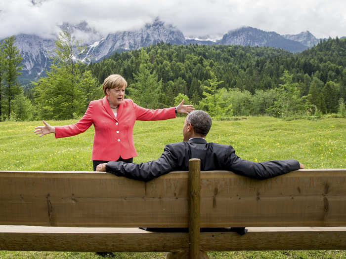 Obama made fast friends with world leaders like German Chancellor Angela Merkel.