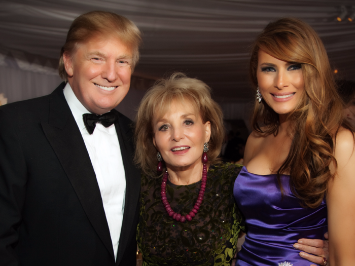 Journalist Barbara Walters has been friends with Trump on and off for years. After having a bit of a falling out in 2007 after she defended Rosie O