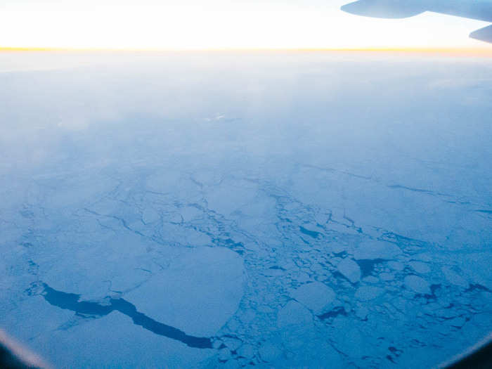 The best part of the flight was when we passed over the Arctic Circle, seeing both a sunrise and sunset. Everyone on my side of the plane quickly opened their windows to take a look. Though my seat-mates didn