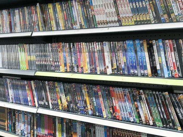 A huge, outdated DVD section took up most of the electronics department ...